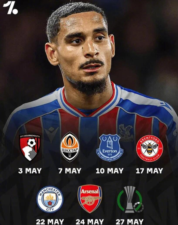 水晶宫5月或迎7场鏖战 欧战英超双线作战创纪录